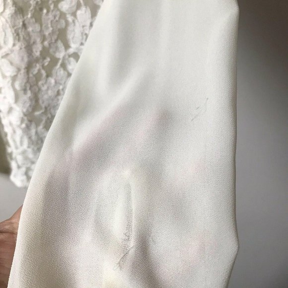 ELLE lace front blouse cream long sleeve button boho romantic soft feminine S - Picture 3 of 5